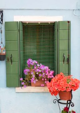 Burano window Stock Photos