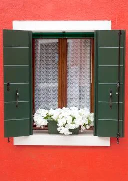 Burano window Foto stock