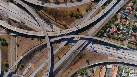 Burbank California Freeway Interchange. Interstate Roads Los Angeles Stock Footage 166662305