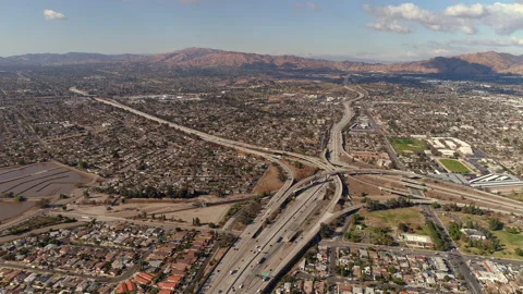 Burbank California Freeway Interchange. Interstate Roads Los Angeles Stock Footage 166662538
