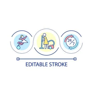 Burden on women loop concept icon Stock Illustration