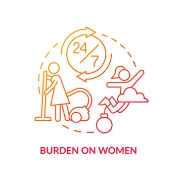 Burden on women red gradient concept icon Illustrazione stock