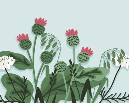 Burdock plant background Stock Illustration