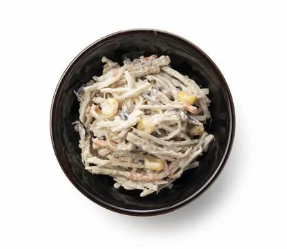 Burdock salad on a white background Stock Photos