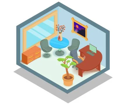 Bureau concept banner, isometric style Stock Illustration