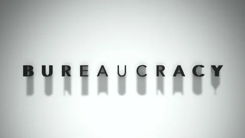 Bureaucracy 3D title animation matte black text on a white background Stock Footage 300715923