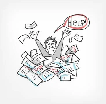 Bureaucracy vector illustration concept documents sketch doodle Stock Illustration