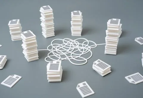 Bureaucratic hell. Confusing rules and regulations. Laws and rules. Excessi.. Illustrazione stock