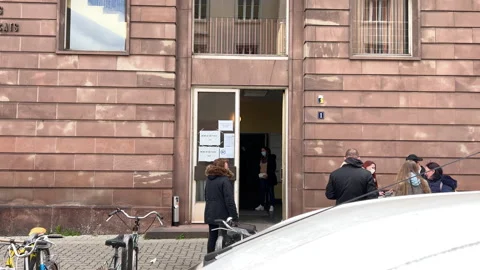 Bureaux de Vote Voting section with people queue to vote in the first round o Stock Footage 201444913
