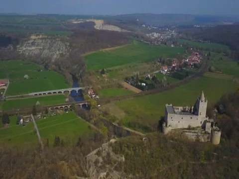 Burg Rudelsburg, in Germany, region: Sachsen-Anhalt. Stock Footage
