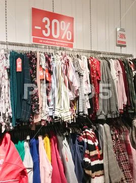 Burgas, Bulgaria - March 19, 2018: Woman clothes at Mall Galleria Burgas. Mal Stock Photos