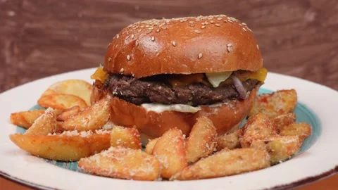 Burger 360 Rotation View Stock Footage 147355000