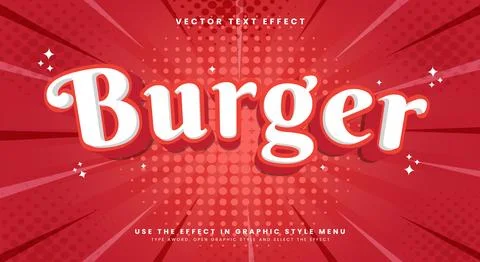 Burger 3d cartoon Style Editable text effect Template Stock Illustration