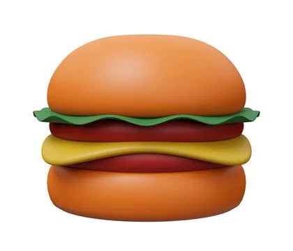 Burger 3d render icon. 3d render cartoon minimal icon illustration Stock Illustration