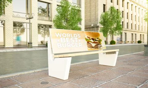 Burger advertisement bench Stock Illustration