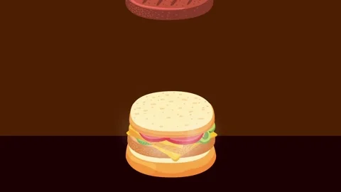 Burger advertising 2D Animation Stock Footage 141933375