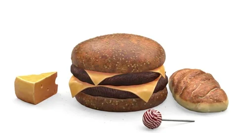 Burger and cheese on white background Video stock 315580871