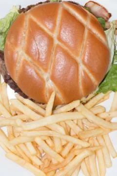 Burger and chips Stock Photos