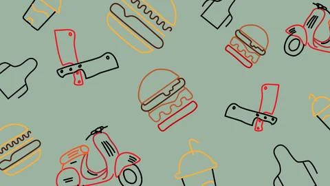 Burger and cleaver background Stock Illustration