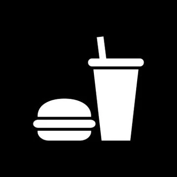 Burger and drink icon simple flat style vector illustration Stock Illustration