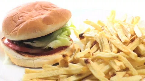 Burger and fries loop V3 - HD  Stock Footage 500606