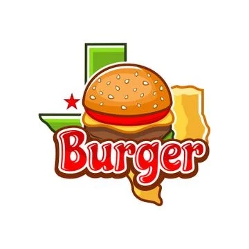 Burger and Texas Map logo.Vector illustration. Stock Illustration