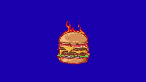 Burger animation on blue background 库存影片 333151007