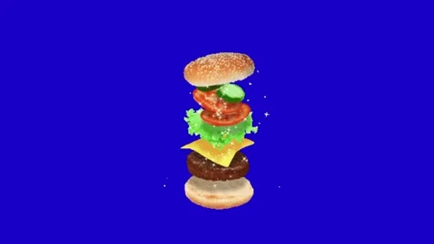 Burger animation on chroma key background Stock-Footage 332997159