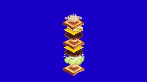 Burger animation on chroma key background Stock-Footage 332997190