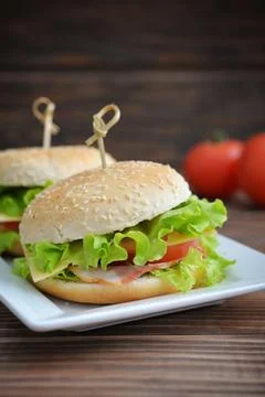 Burger with bacon Stock Photos