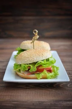 Burger with bacon Stock Photos
