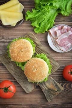 Burger with bacon Stock Photos
