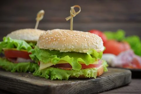 Burger with bacon Stock Photos