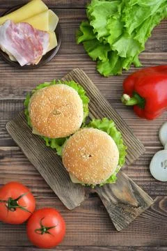 Burger with bacon Stock Photos