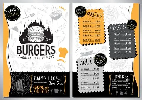 Burger bar menu template - A4 card Stock Illustration