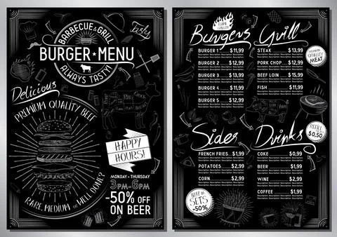 Burger bar menu template - A4 card Stock Illustration