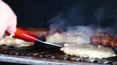 Burger barbecue frying Stock Footage 53001453