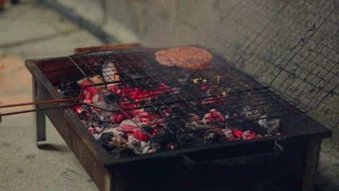 Burger BBQ night Stock Footage 252740153