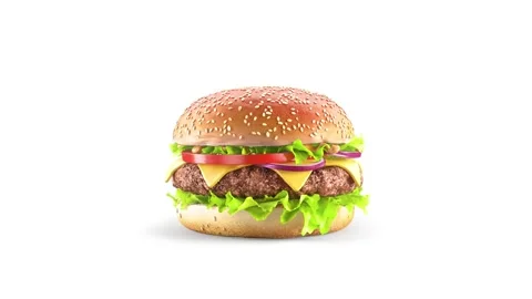 Burger beef, bun, vegetables, looped rotation, 4k Stock Footage 296274565
