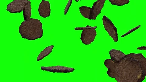 Burger Beef Patties Falling on Green Screen With Alpha Matte Stock Footage 327647761