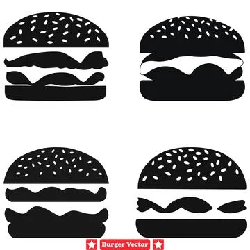 Burger Bliss Silhouette Collection to Elevate Your Design Game Stock Illustration