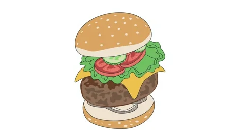 Burger Build Horizontal Infographic Flat Vector Food Animation Colorful Stock Footage 345264130