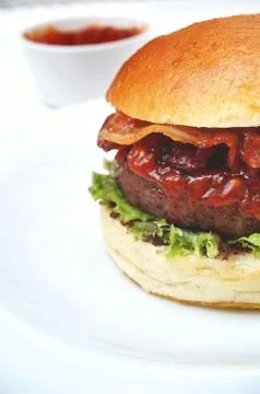 Burger in bun Stock Photos