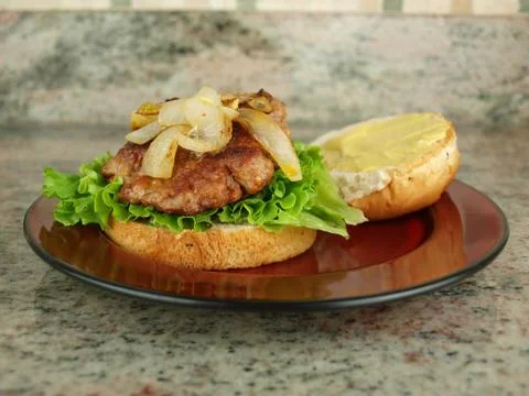 Burger on bun Stock Photos