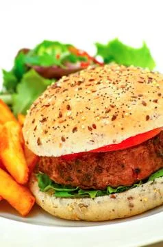 Burger in bun Stock Photos