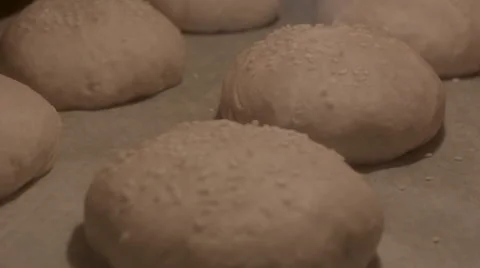 Burger buns baking in oven timelapse Stock Footage 59966677