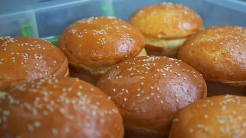 Burger Buns Preparation Process Stock Footage 120071112