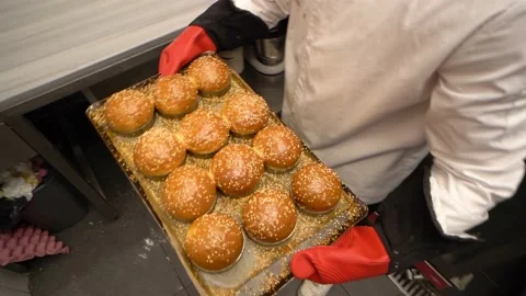 Burger Buns Preparation Process Video stock 196197972