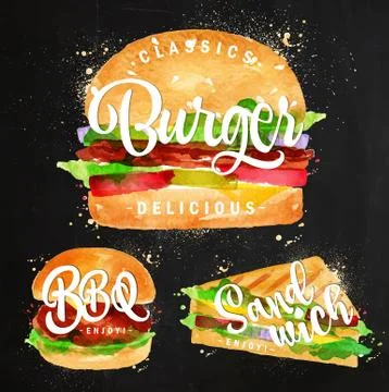 Burger chalk Stock Illustration