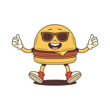 Burger Character Giving Double Thumbs Up Cartoon Mascot Vector Illustration Stock Illustration